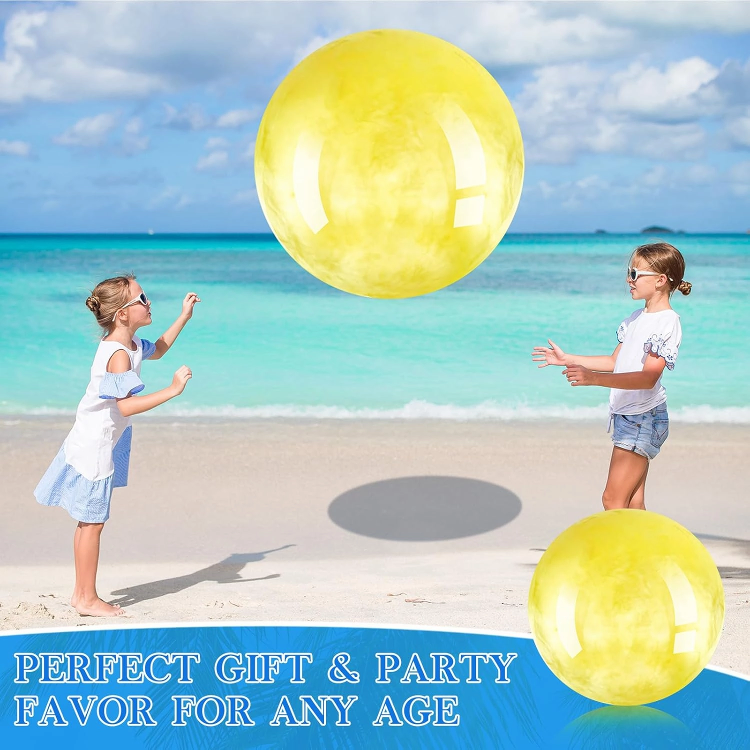 Meooeck 4 Pcs Inflatable Marbleized Big Bouncy Balls Large Rubber Ball Giant Inflatable Ball Inflatable Kickball Giant Beach Balls for Kids and Adult