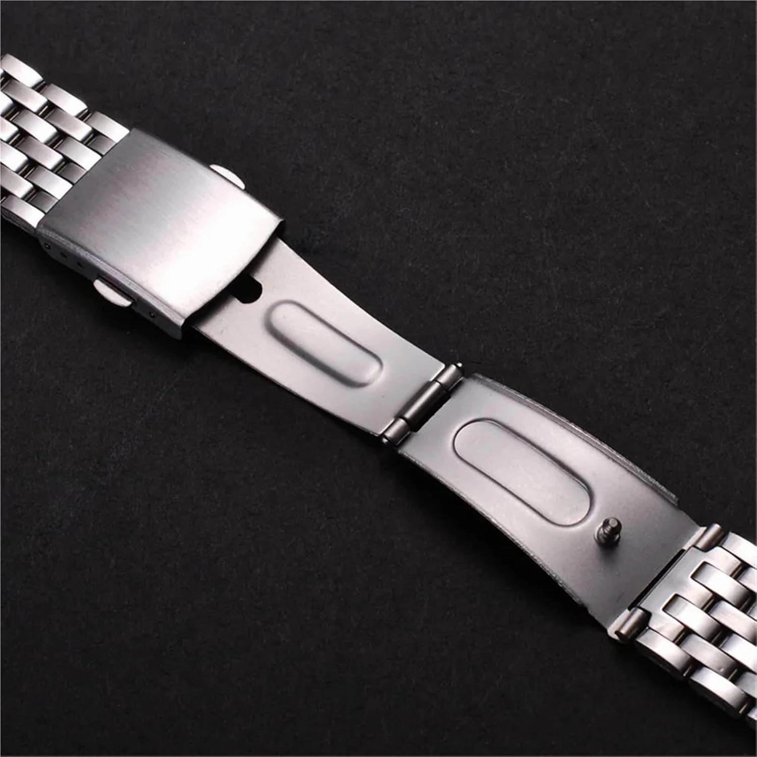 Metal Watch Strap 18mm 20mm 22mm Universal Replacement Watch Strap Folding Safety Buckle Men's Women's Bracelet Watch Strap Accessories(7Z-Silver,18mm)