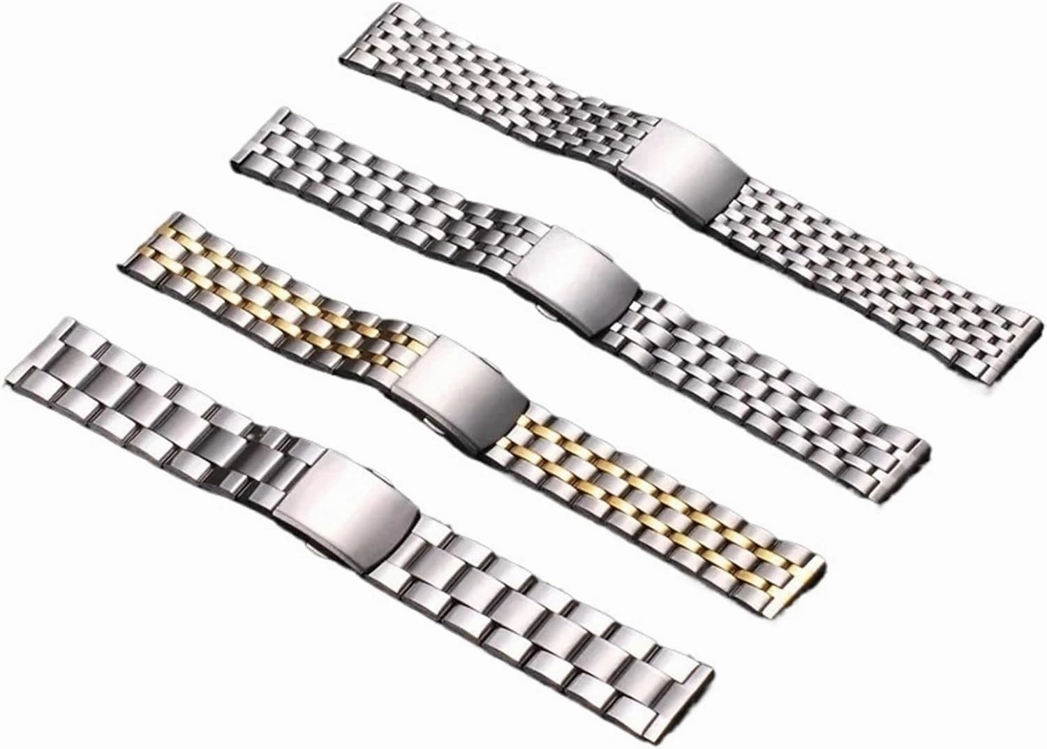 Metal Watch Strap 18mm 20mm 22mm Universal Replacement Watch Strap Folding Safety Buckle Men's Women's Bracelet Watch Strap Accessories(7Z-Silver,18mm)