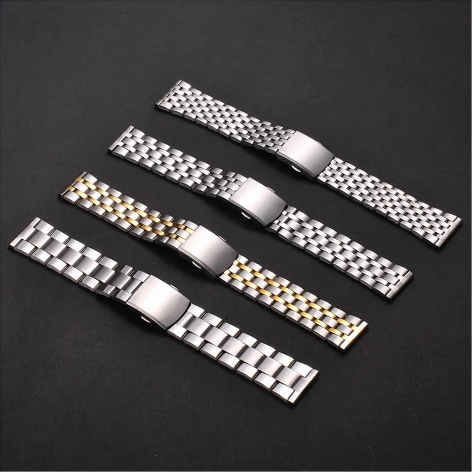Metal Watch Strap 18mm 20mm 22mm Universal Replacement Watch Strap Folding Safety Buckle Men's Women's Bracelet Watch Strap Accessories(7Z-Silver,18mm)