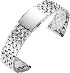 Metal Watch Strap 18mm 20mm 22mm Universal Replacement Watch Strap Folding Safety Buckle Men's Women's Bracelet Watch Strap Accessories(7Z-Silver,18mm)