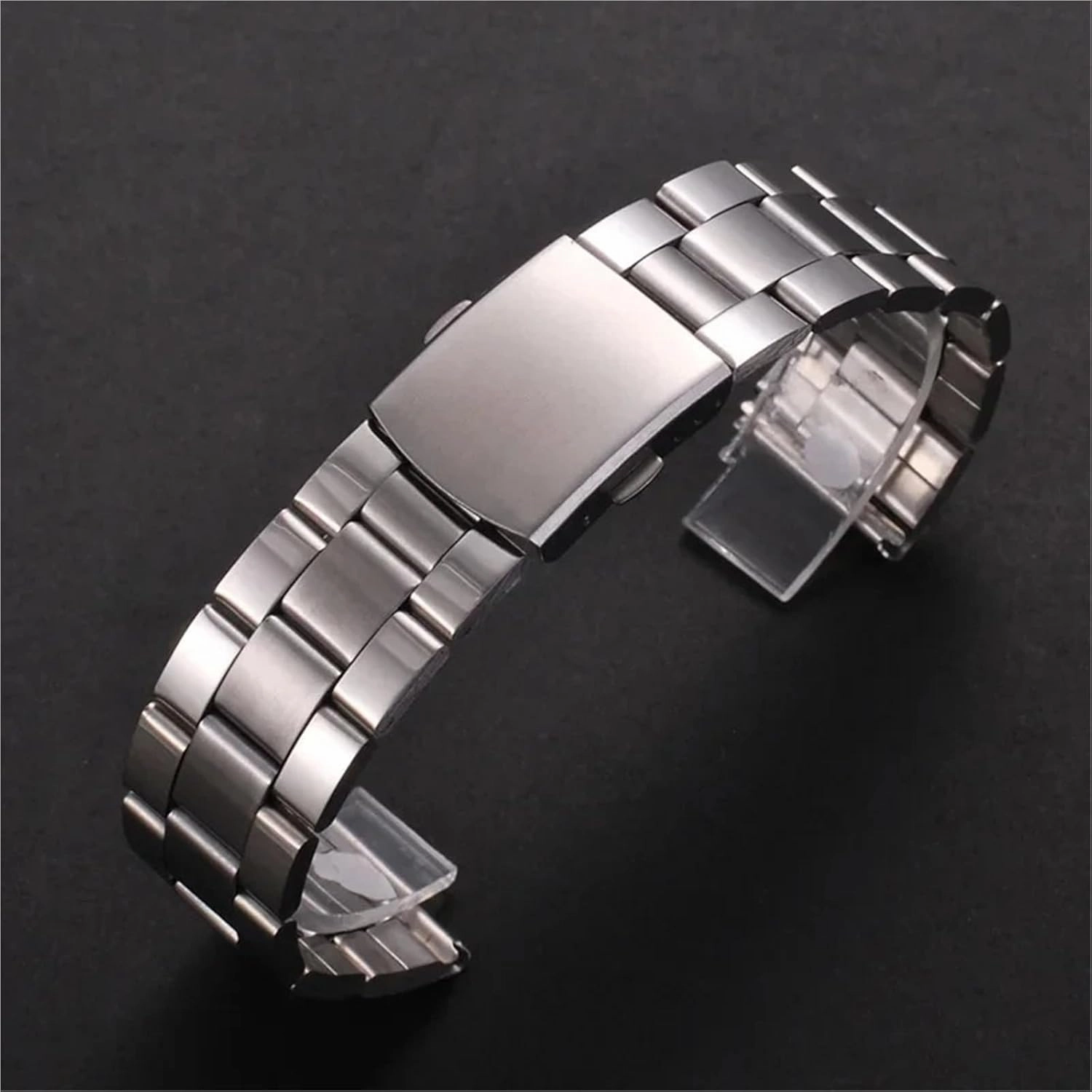 Metal Watch Strap 18mm 20mm 22mm Universal Replacement Watch Strap Folding Safety Buckle Men's Women's Bracelet Watch Strap Accessories(7Z-Silver,18mm)