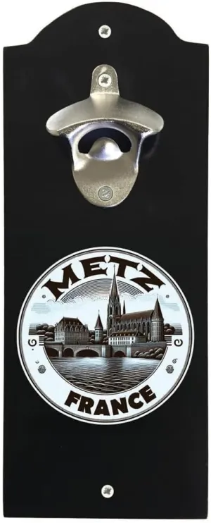 Metz France Souvenir Destination Wall Mounted Bottle Opener Black Black