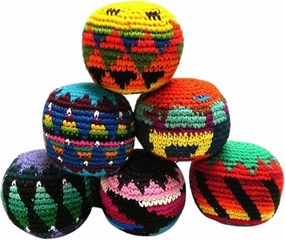 Mia Jewel Shop - Kick Ball Foot Bag | Assorted Crochet Hacky Sacks for Adults | Juggling Balls for Beginners | Punching Bag | Multicolored Geometric Pattern | Handmade Guatemalan Crafts