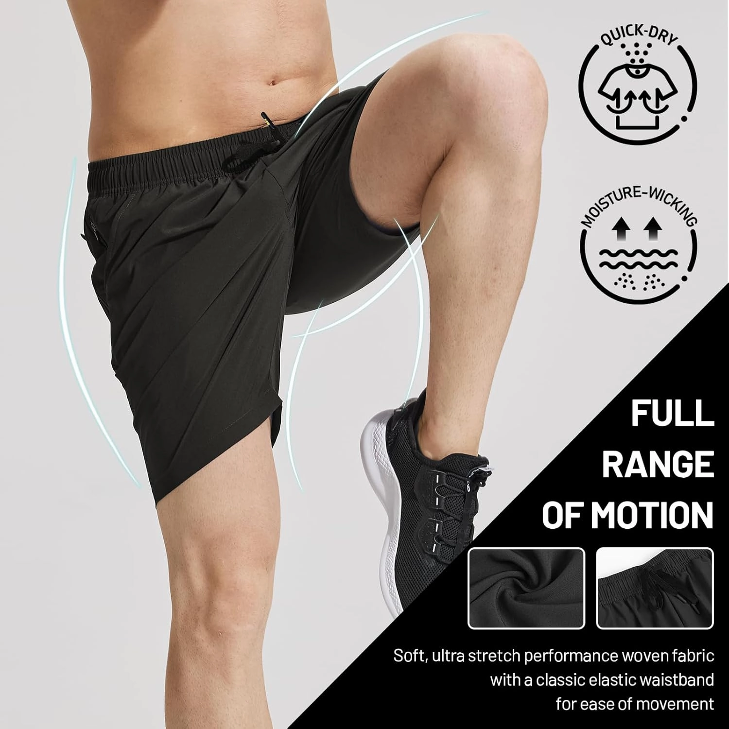 MIER Men's Workout Running Shorts 7 Inch Lightweight Athletic with Zipper Pockets No Liner Quick-Dry Gym Active Shorts