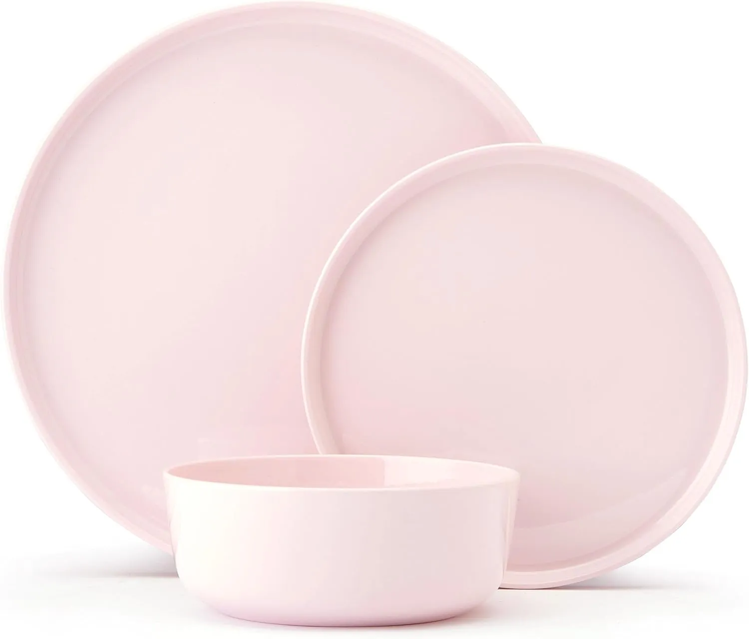 Mikasa Madison Pastel Bone China Lightweight Chip Resistant 12 Piece Dinnerware Set, Pink