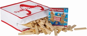 MindWare KEVA Structures 400 Plank Wooden Building Blocks Set - Includes 400 Pine KEVA Planks, Canvas Storage Bag and Full-Color Idea Book