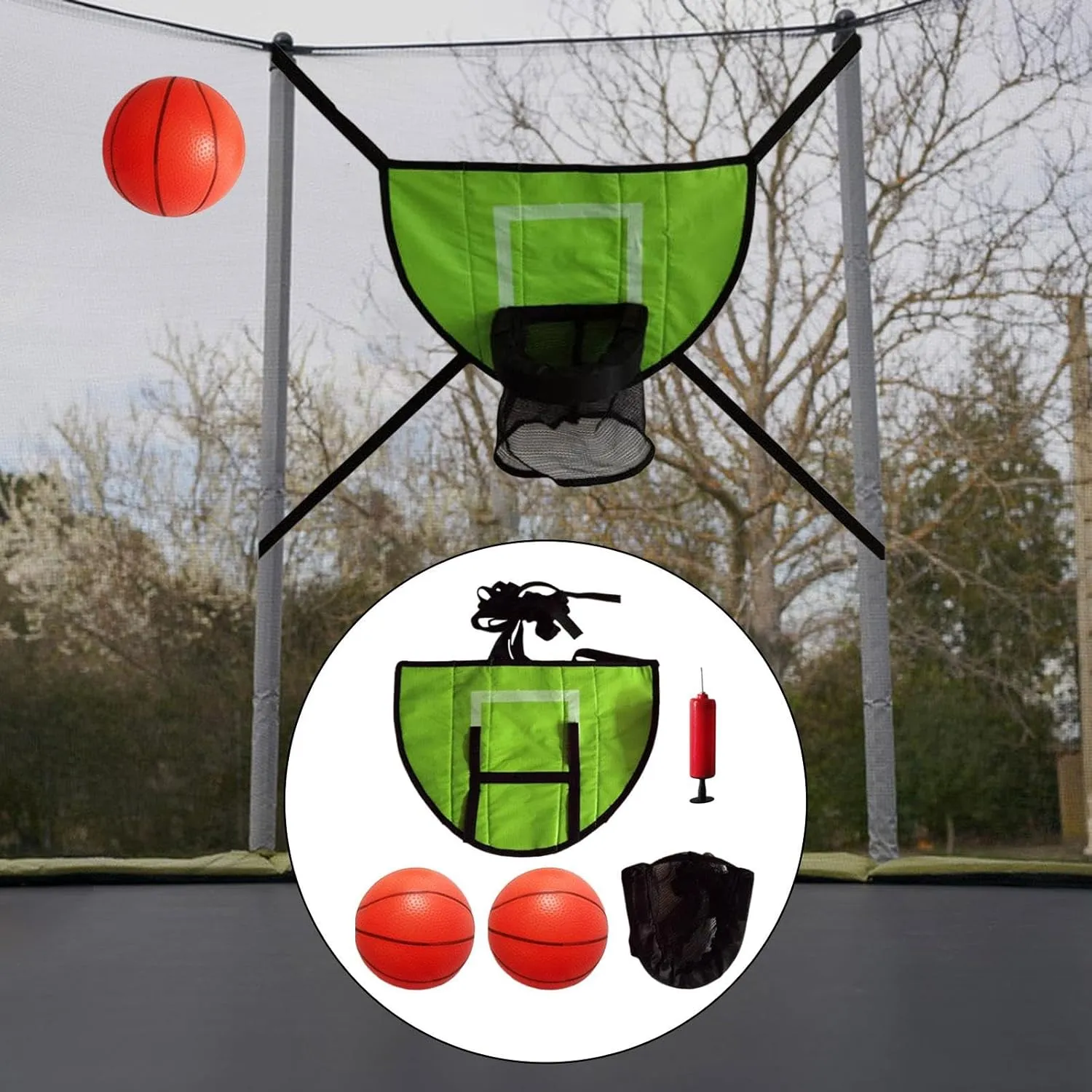Mini Basketball Hoop for Trampoline with Enclosure Basketball Frame Outdoor for Kids Adults Trampoline Attachment Accessories