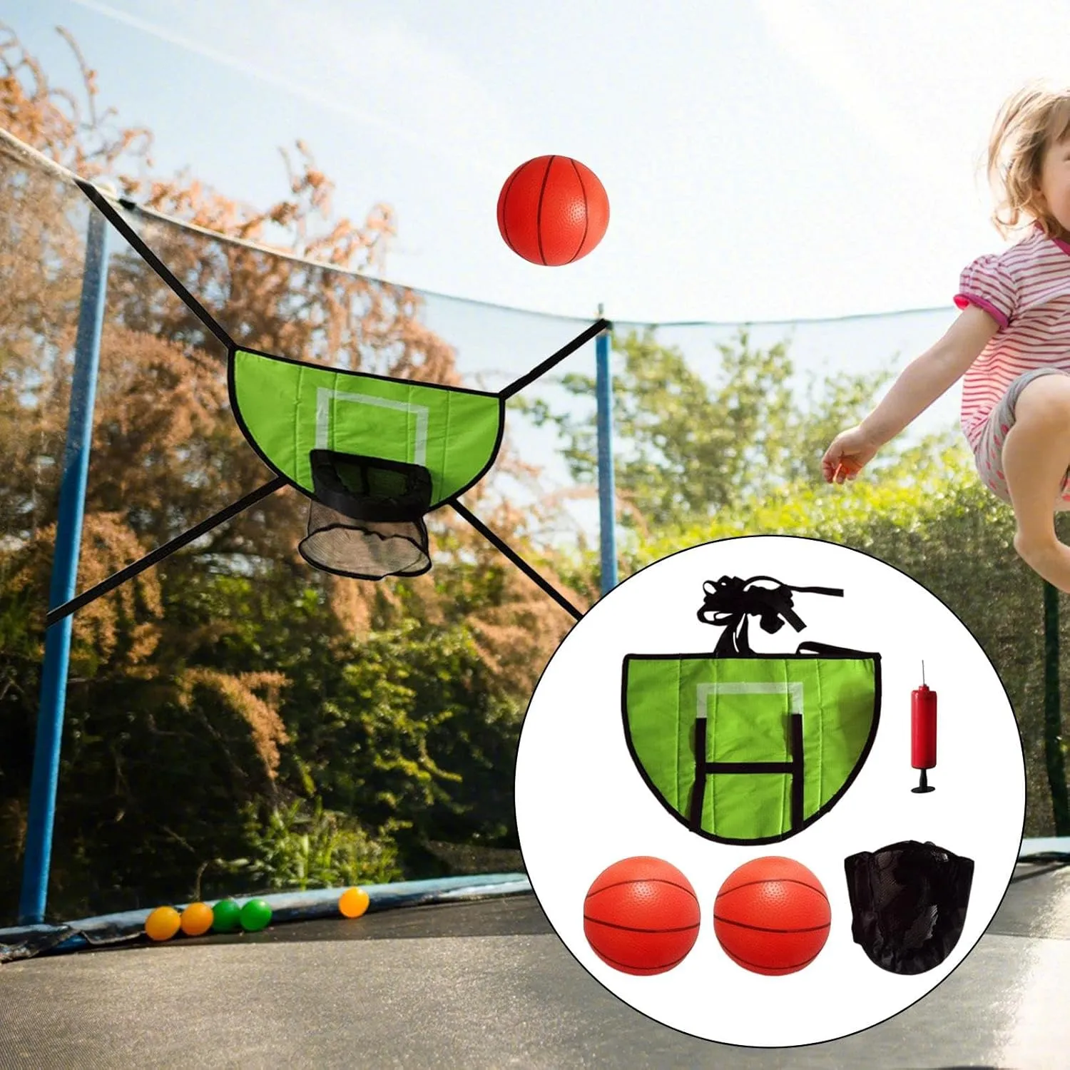 Mini Basketball Hoop for Trampoline with Enclosure Basketball Frame Outdoor for Kids Adults Trampoline Attachment Accessories