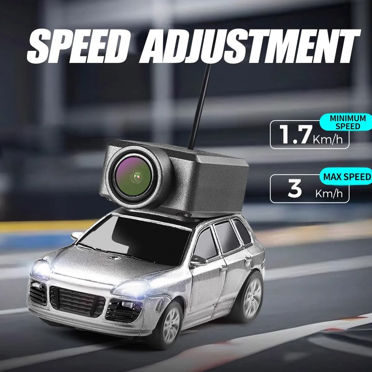 Mini FPV RC Car with Camera – 1:64 Scale WL App-Controlled WiFi Remote Grey Car Model, 720P HD Real-Time Video, 3-Speed Modes, LED Lights, Gyro Sensor – Great Gift for Teens & Adults