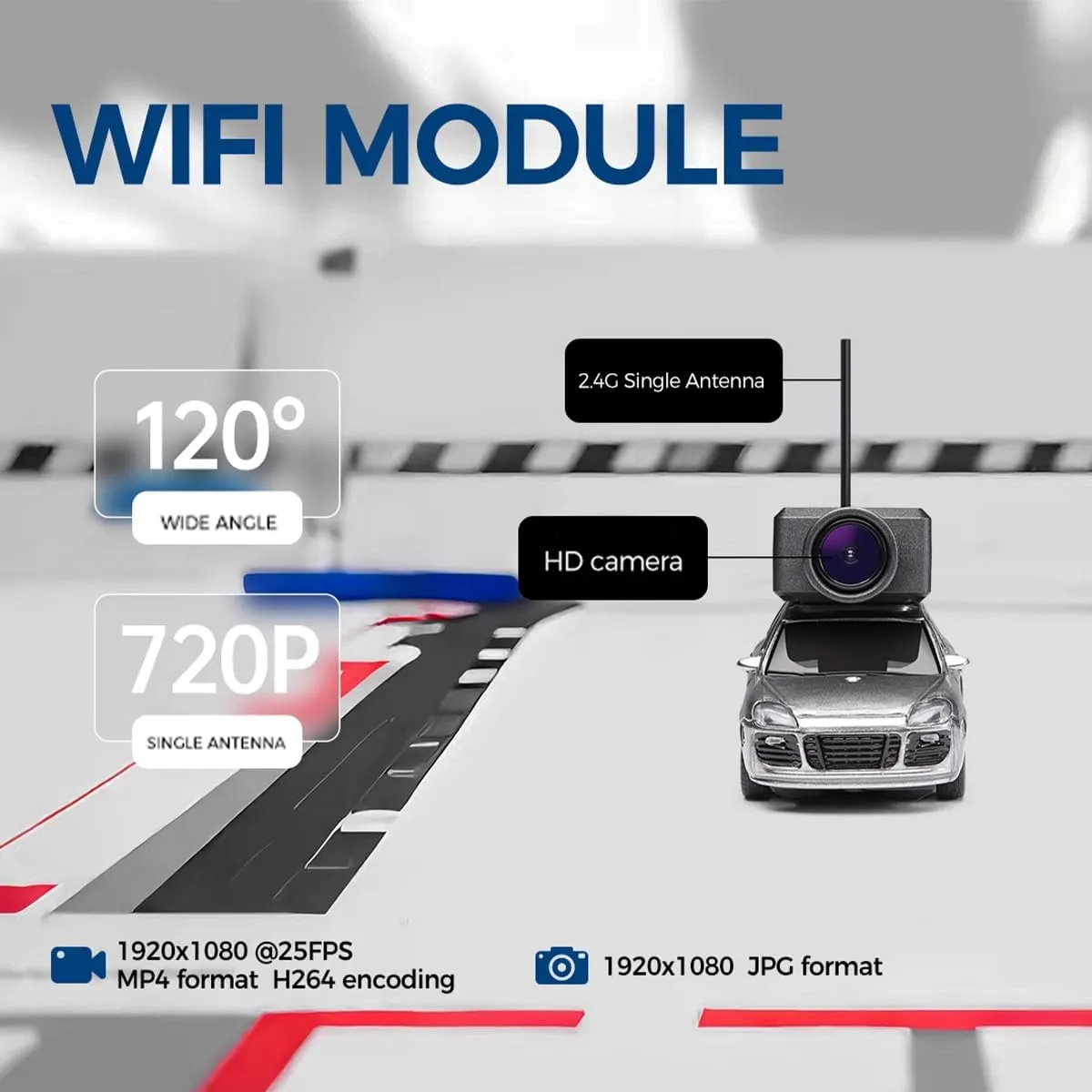 Mini FPV RC Car with Camera – 1:64 Scale WL App-Controlled WiFi Remote Grey Car Model, 720P HD Real-Time Video, 3-Speed Modes, LED Lights, Gyro Sensor – Great Gift for Teens & Adults