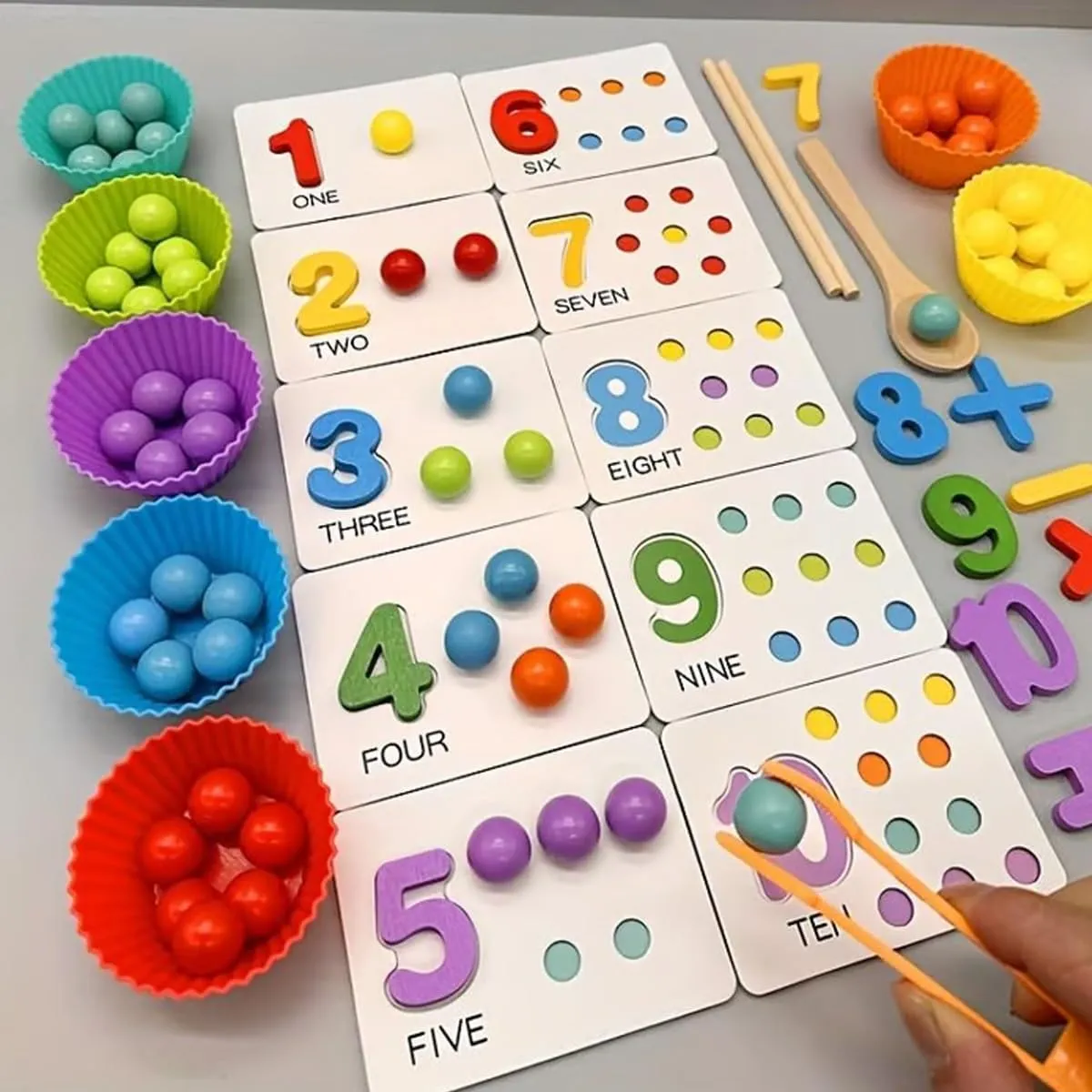 Montessori Arithmetic Math Toy Set, Montessori Math Beads Counting Toy, Number Crunching Clip Bead Matching Game, STEM Preschool Learning Toys, Educational Early Birthday Gift for Boy Girl(Ultimate)