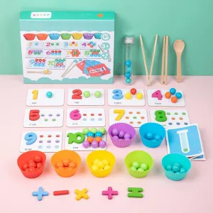 Montessori Arithmetic Math Toy Set, Montessori Math Beads Counting Toy, Number Crunching Clip Bead Matching Game, STEM Preschool Learning Toys, Educational Early Birthday Gift for Boy Girl(Ultimate)