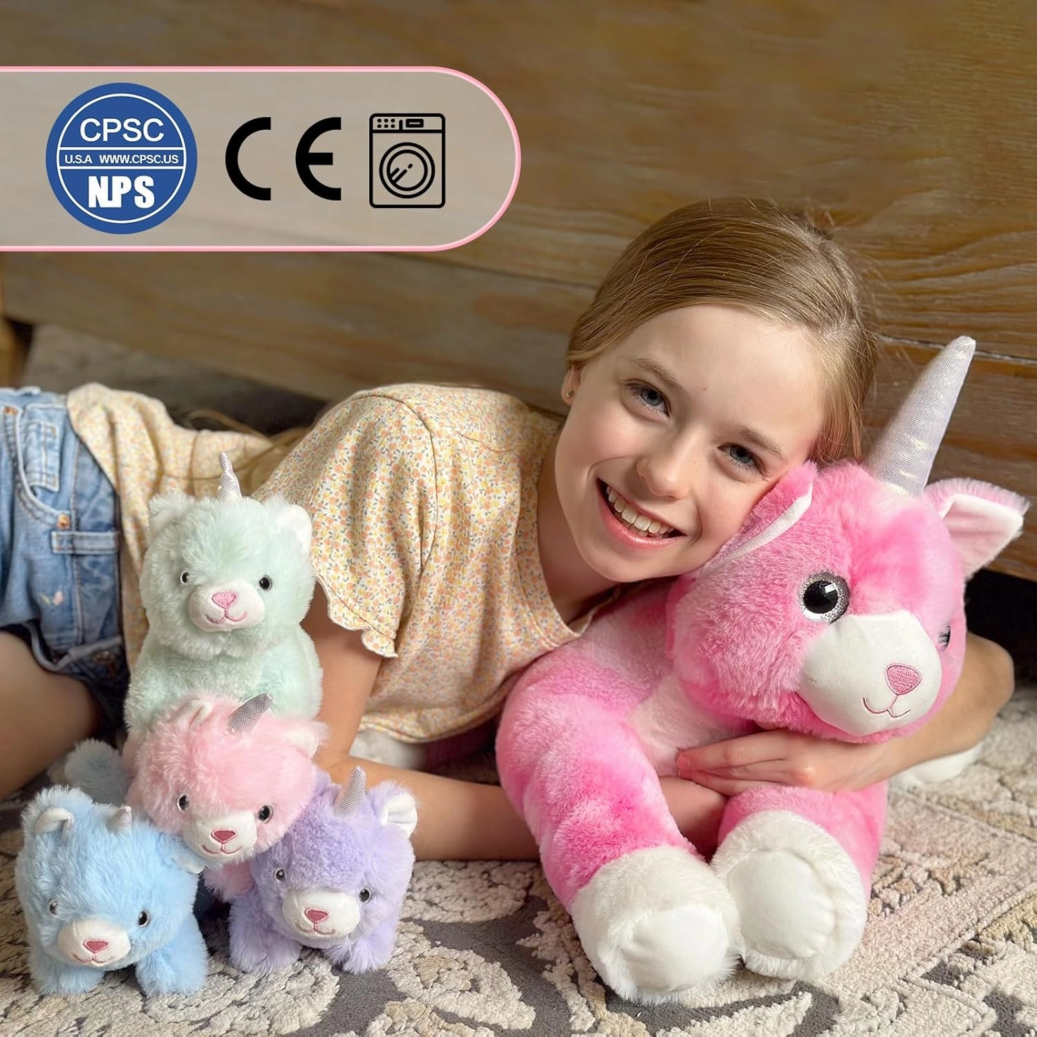 MorisMos Unicorn Cat Stuffed Animal With Kitten Babies, 24'' Caticorns, Rainbow Unicorn Cat Toys for Girl Boy Kids, Mommy Plush Cat With Baby Kitten Stuffed Animals, Kitty Cat Pillow