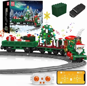 Mould King 12039 Christmas Train Building Block Kit, Electric LED Light, Train Track Vehicle Model Building Set with Motors, for Kids Age 8 /Adults - 922 Pieces