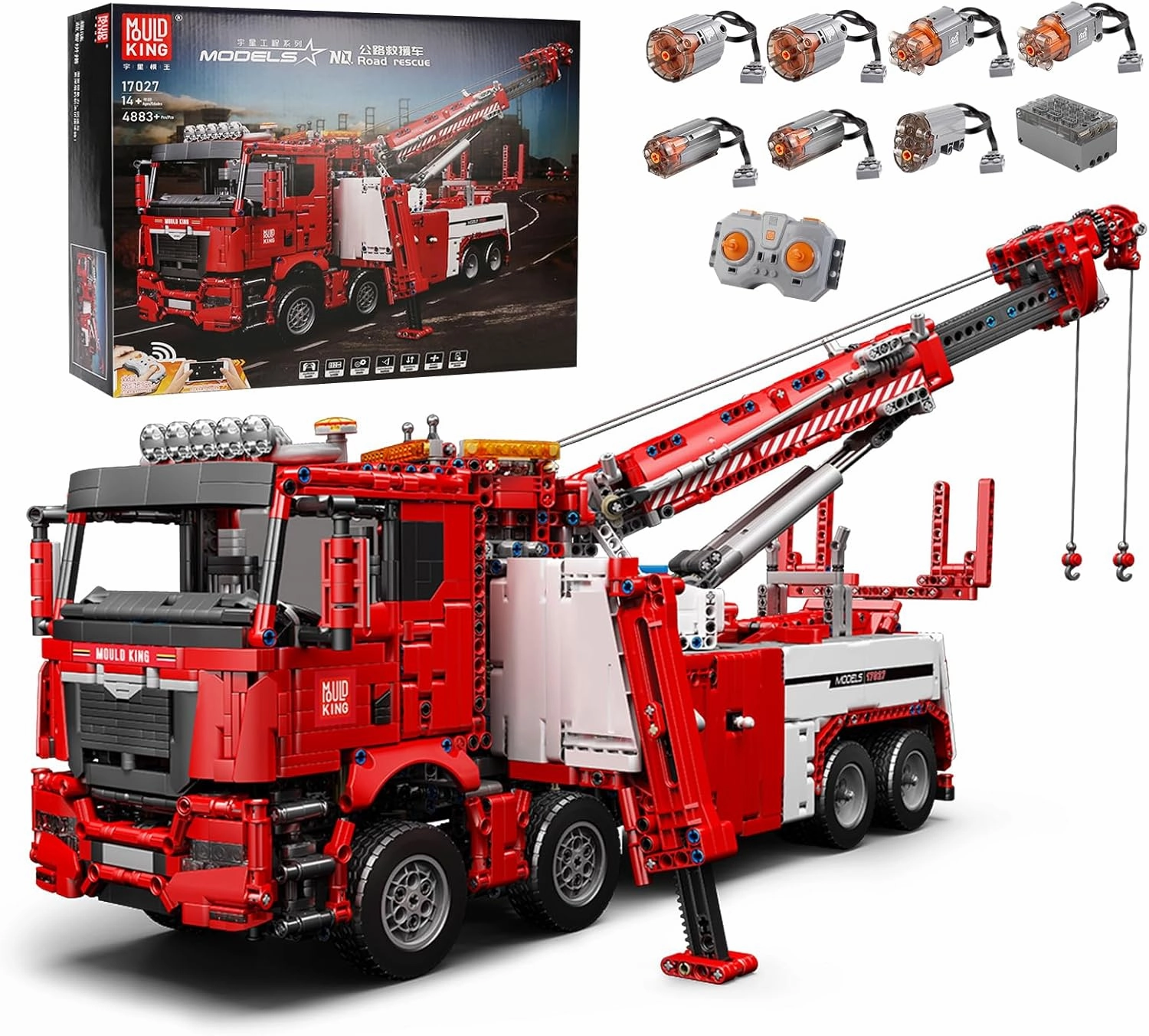 Mould King 17027 Road Rescue Vehicle Building Block Kits, MOC Building Blocks Set to Build, Gift for Kids Age 8 /Adult Collections Enthusiasts (4883 Pieces with Motor/APP Remote Control)