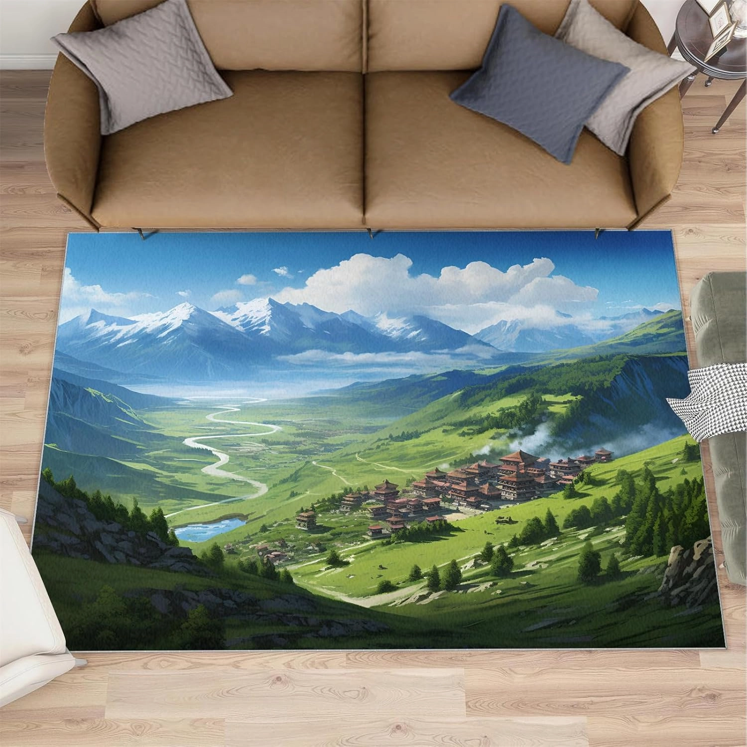 Mountain Scenery Runner Rug 3x6 - Nature Valley View Runners Rugs for Hallways, 3D Landscape Bedroom Runner Rug Soft Washable for Living Room Kitchen
