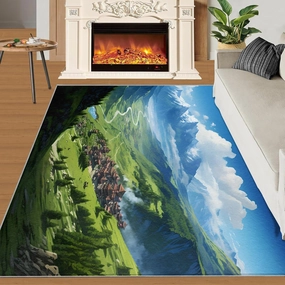 Mountain Scenery Runner Rug 3x6 - Nature Valley View Runners Rugs for Hallways, 3D Landscape Bedroom Runner Rug Soft Washable for Living Room Kitchen