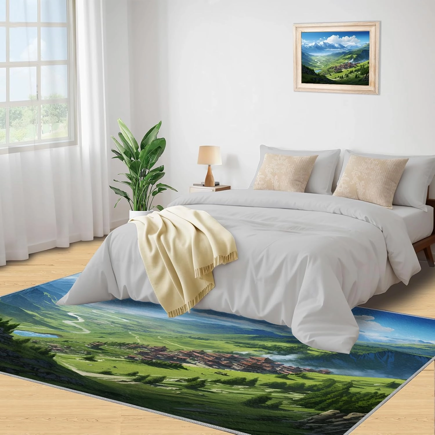 Mountain Scenery Runner Rug 3x6 - Nature Valley View Runners Rugs for Hallways, 3D Landscape Bedroom Runner Rug Soft Washable for Living Room Kitchen