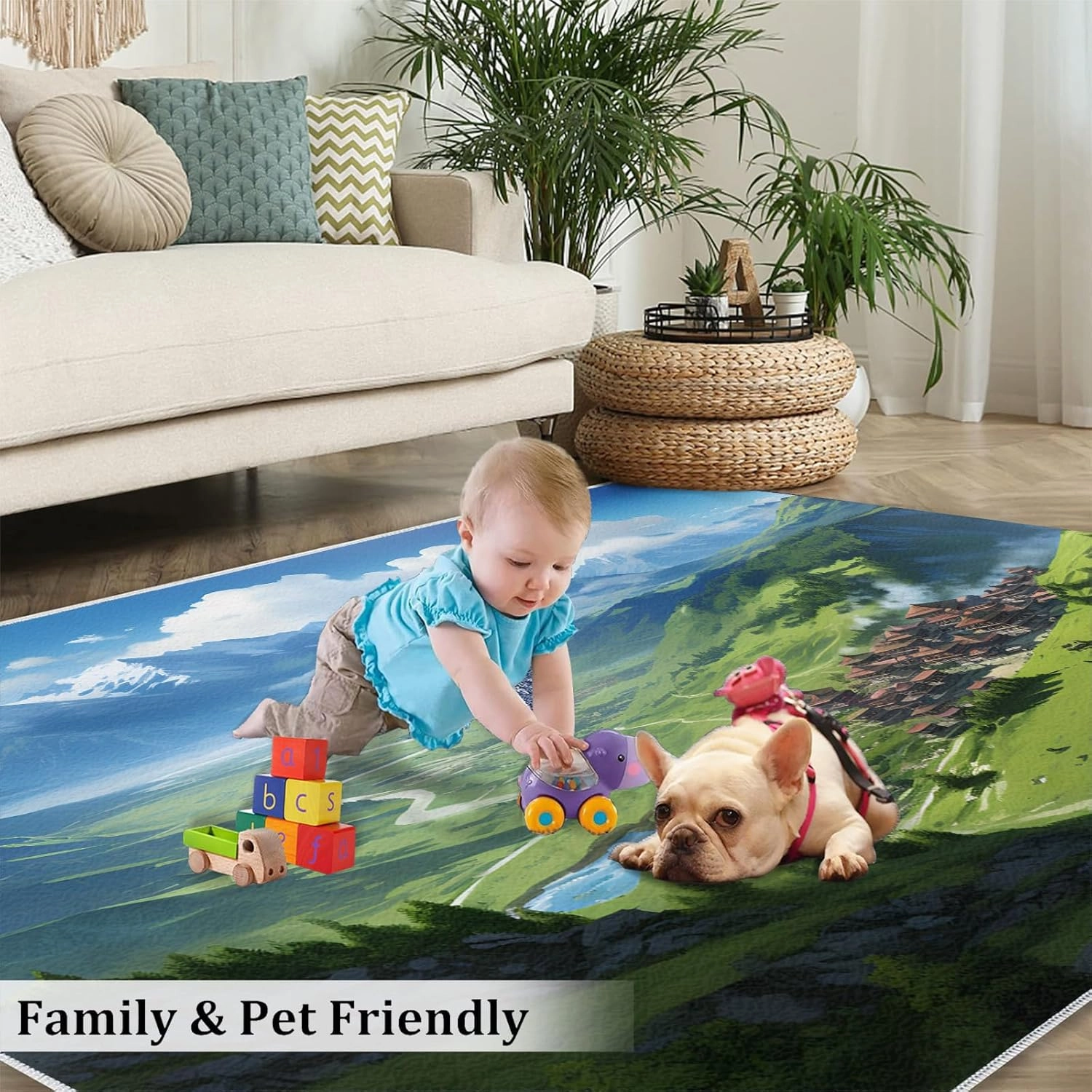 Mountain Scenery Runner Rug 3x6 - Nature Valley View Runners Rugs for Hallways, 3D Landscape Bedroom Runner Rug Soft Washable for Living Room Kitchen