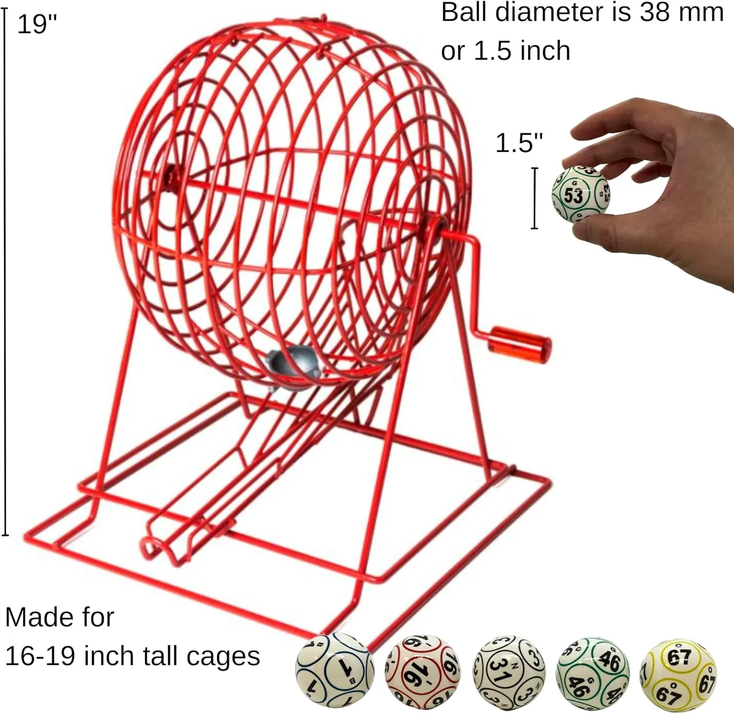 MR CHIPS Professional Casino Grade Bingo Balls - 2, 6 and 12 Sided Coated Ping Pong Style for Electronic Equipment Large Cages Multi-Colored 1.5” (38 mm)