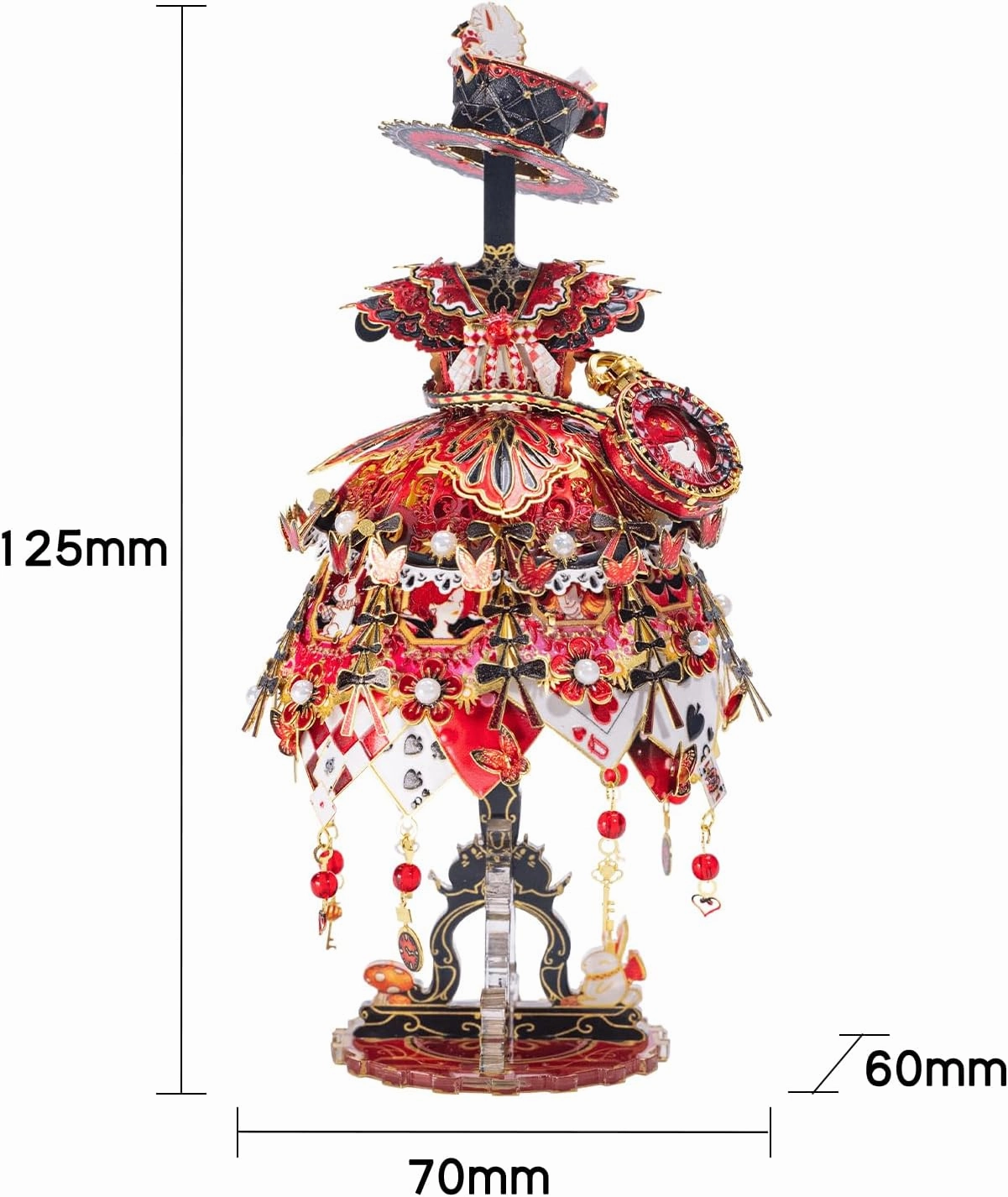 MU 3D Metal Puzzles for Adults Building Queen of Hearts Fairy Tale Red Ball Dress, The Queen of Wonderland Miniature Metal Model Kits Assembling, Birthday Xmas New Year Gift DIY Toys Desk Decor