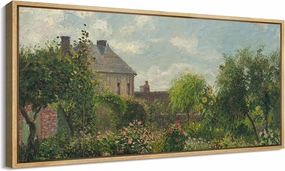 MUDECOR Extra Large Framed Canvas Print Wall Art Garden View with Blooming Flowers Vintage Inspired Colorful Stripes Antique Retro Fine Art Illustrations Decorative Colorful for Bedroom - 60"x30"