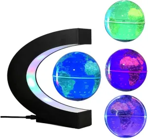Multi-Color Changing Floating Globe Levitating Globes Lamp Magnetic Levitation Floating World Map Electric Globes for Home/Office Desk Magnet World Globe Desktop Decoration