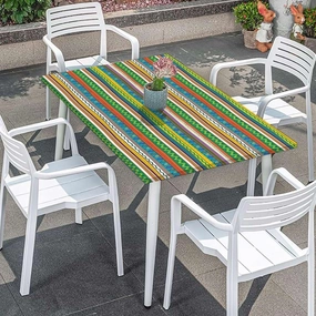 Multicolor Rectangle Table Cloth Cover, Horizontal Striped Pattern Gradient Artistic Funky for Kitchen Parties Wedding Indoor Holiday Dining Table Decor Pads Colorful Fits up 5 Foot Tables