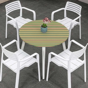 Multicolor Round Tablecloth with Elastic Edge Colorful Horizontal Stripes and Lines Soft-Touch Fitted Table Cloth, Waterproof Oil-Proof Table Cover Abstract Fits up 45"-50" Diameter Tables