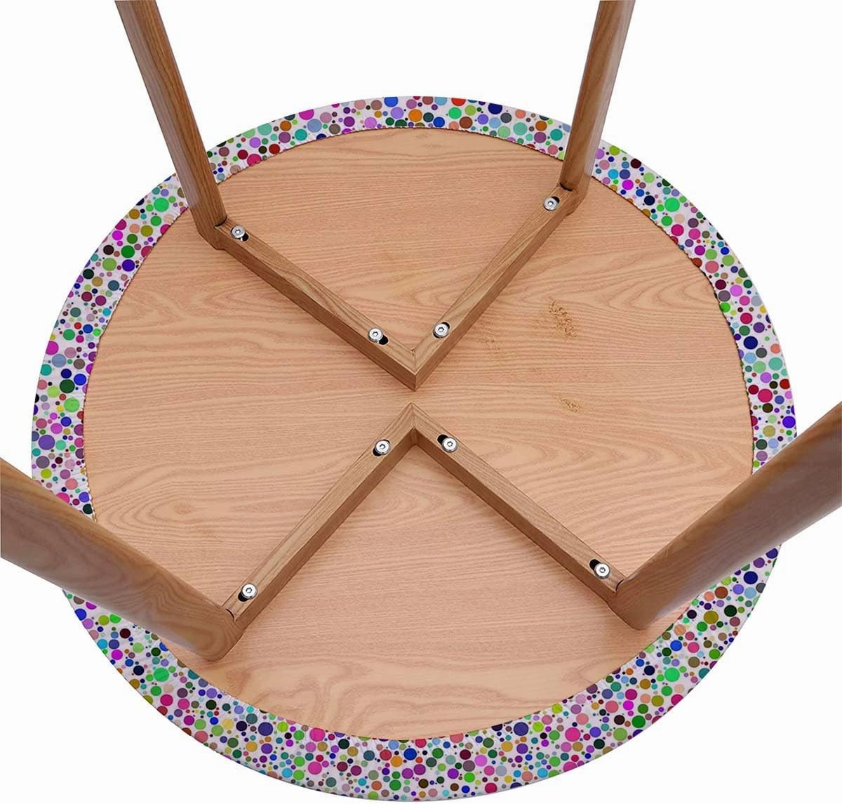 Multicolor Waterproof Stain Resistant Stretch Tablecloth Colorful Polka Dots Circles Striped Elastic Edge, Waterproof and wipeable Abstract Fits up 40"-44" Diameter Tables