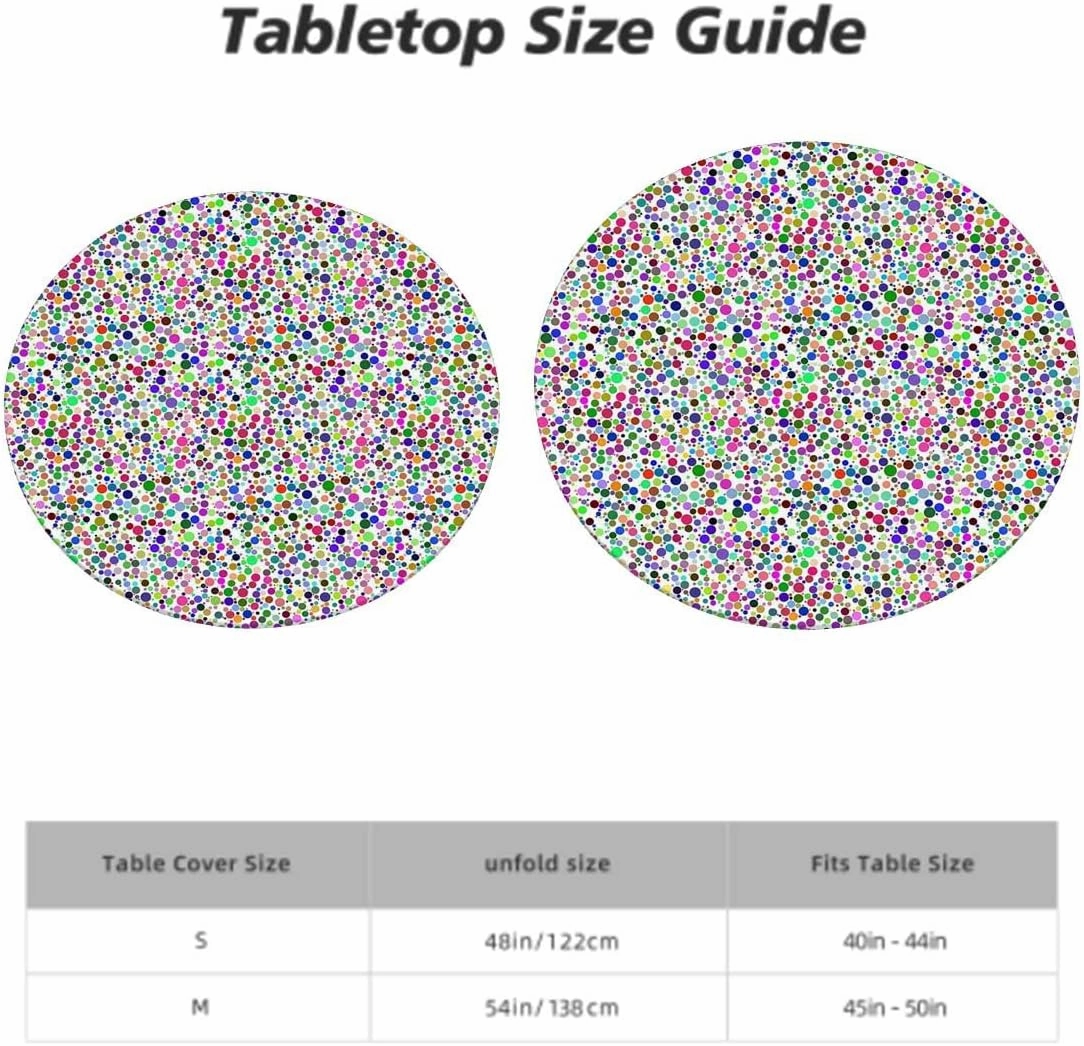 Multicolor Waterproof Stain Resistant Stretch Tablecloth Colorful Polka Dots Circles Striped Elastic Edge, Waterproof and wipeable Abstract Fits up 40"-44" Diameter Tables