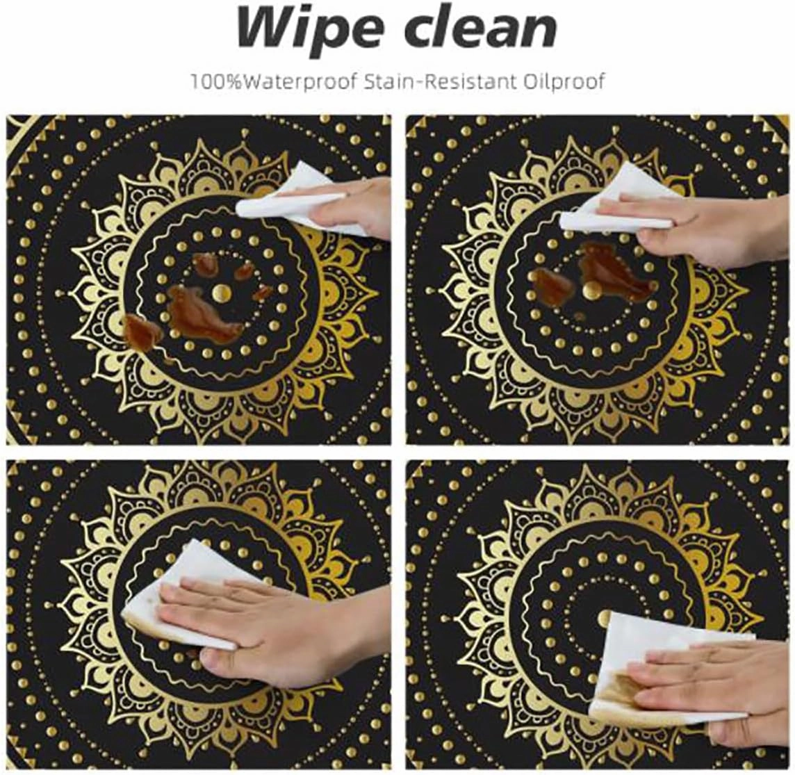 Multicolor Waterproof Stain Resistant Stretch Tablecloth Colorful Polka Dots Circles Striped Elastic Edge, Waterproof and wipeable Abstract Fits up 40"-44" Diameter Tables