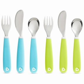 Munchkin® Splash™ Toddler Fork, Knife and Spoon Utensil Set, 6 Pack, Blue/Green
