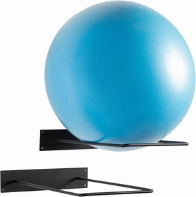 MyGift Yoga Ball Storage Wall Mount, Black Metal Pipe Racks for Exercise Ball Holder, Ball Storage for Home Gym or Studio