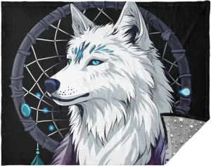 Mystical Wolf Black Travel Throw Blanket, 70x55in, Warm Blanket, Insulation Blanket