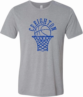 NCAA Retro Basketball Hoop, Team Color Canvas Triblend T Shirt, College, University
