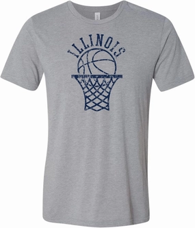 NCAA Retro Basketball Hoop, Team Color Canvas Triblend T Shirt, College, University