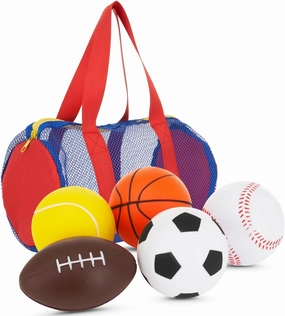 Neliblu Set of 5 Foam Balls for Kids - Toddler Toys Set with Soccer, Basketball, Football, Baseball, and Tennis - Soft Indoor and Outdoor Baby Balls for Toddlers - Kids Outdoor Toys for Active Play
