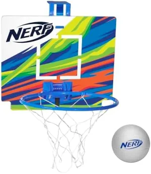 Nerf Mini Over The Door Basketball Hoop - Nerfoop Indoor Basketball Hoop for Kids - Toy Door Basketball Hoop   Mini Foam Basketball Game Set - Perfect for Bedroom Indoor Basketball - Blue
