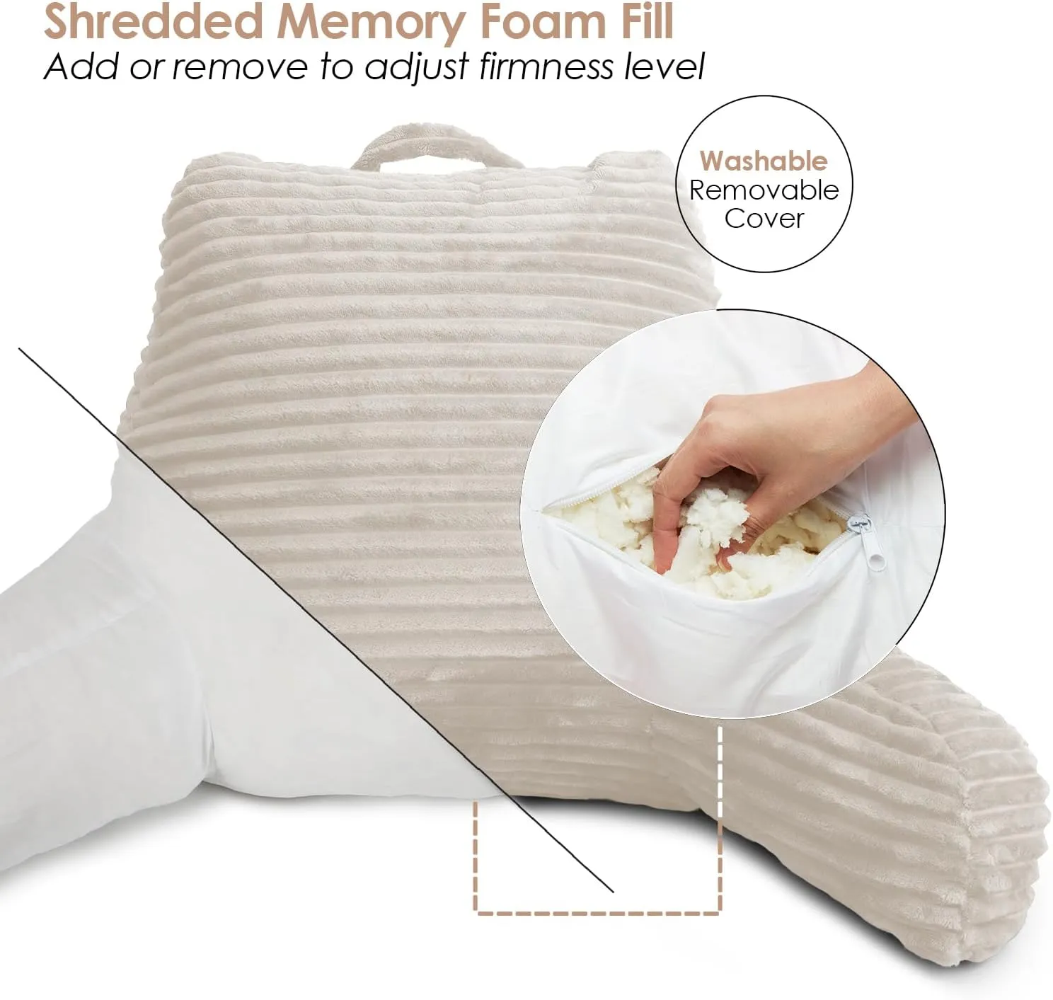 Nestl Reading Pillow for Bed Adult – Back Pillow for Sitting in Bed, Standard Bed Pillows for Sitting Up in Bed, Foam Bed Chair Pillow, Linen Bed Rest Pillow