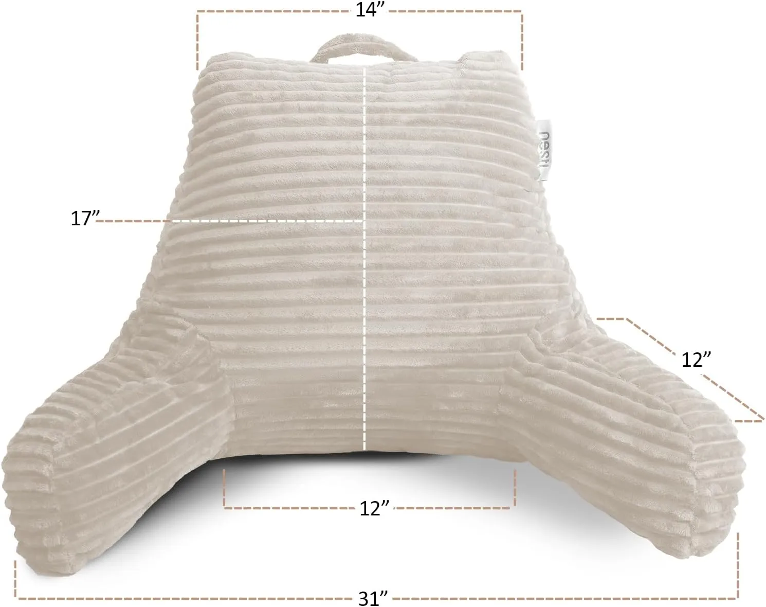 Nestl Reading Pillow for Bed Adult – Back Pillow for Sitting in Bed, Standard Bed Pillows for Sitting Up in Bed, Foam Bed Chair Pillow, Linen Bed Rest Pillow