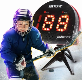 NetPlayz Hockey Gfits Training Equipment & Gear - Radar Speed Guns, Speed Sensor, Hands-Free | Ice Hockey Field Hockey Street Roller Hockey, Black