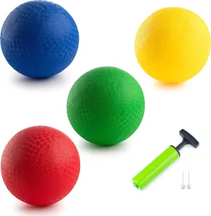 New Bounce Dodgeball Balls - Heavy Duty Set of 4 PG Dodge-Ball Balls for Kids and Adults, Official Size for Dodgeball and Handball - Perfect for Camps and Schools