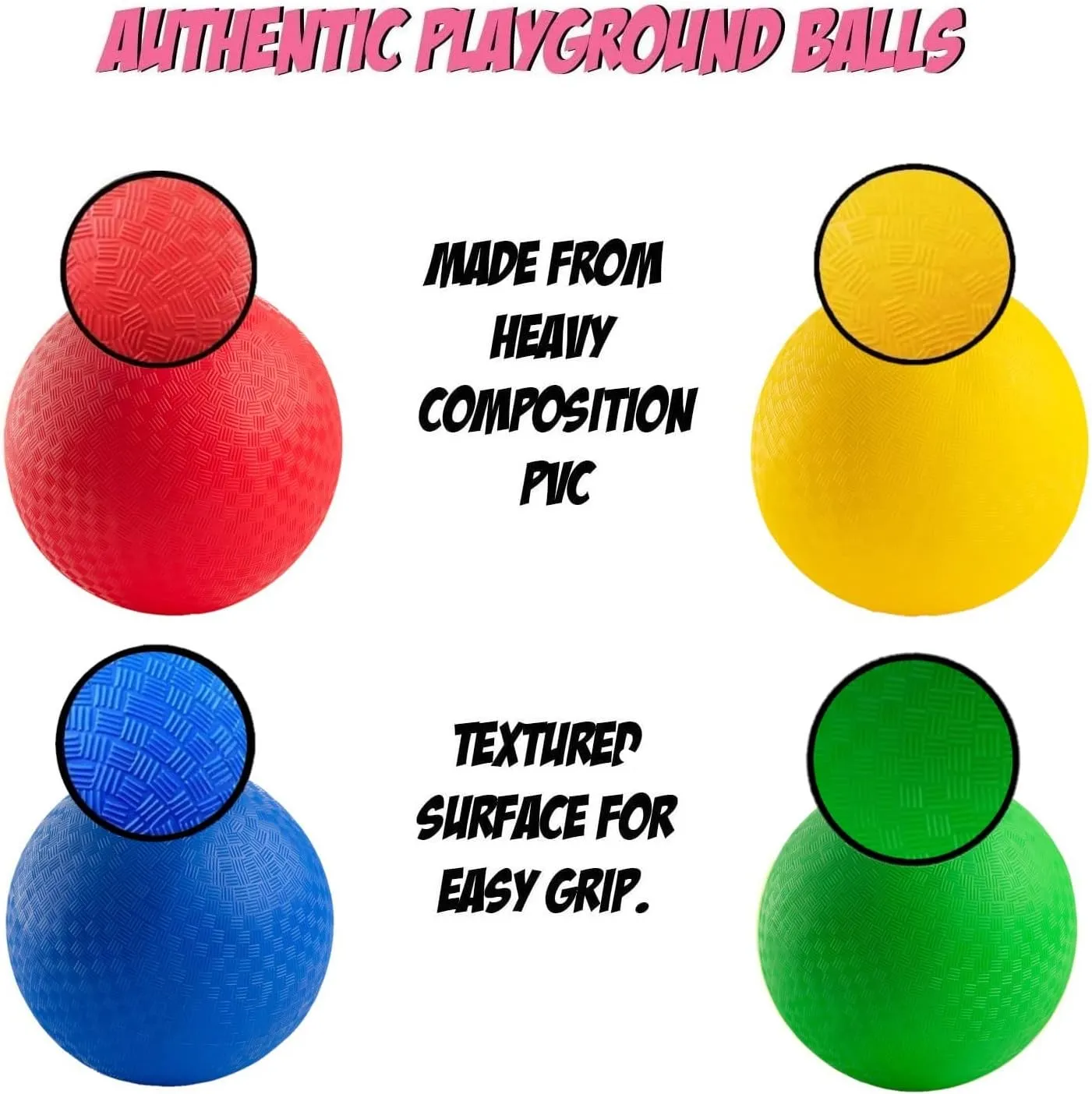 New Bounce Dodgeball Balls - Heavy Duty Set of 4 PG Dodge-Ball Balls for Kids and Adults, Official Size for Dodgeball and Handball - Perfect for Camps and Schools