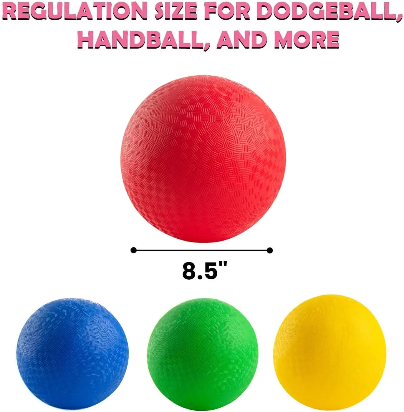 New Bounce Dodgeball Balls - Heavy Duty Set of 4 PG Dodge-Ball Balls for Kids and Adults, Official Size for Dodgeball and Handball - Perfect for Camps and Schools