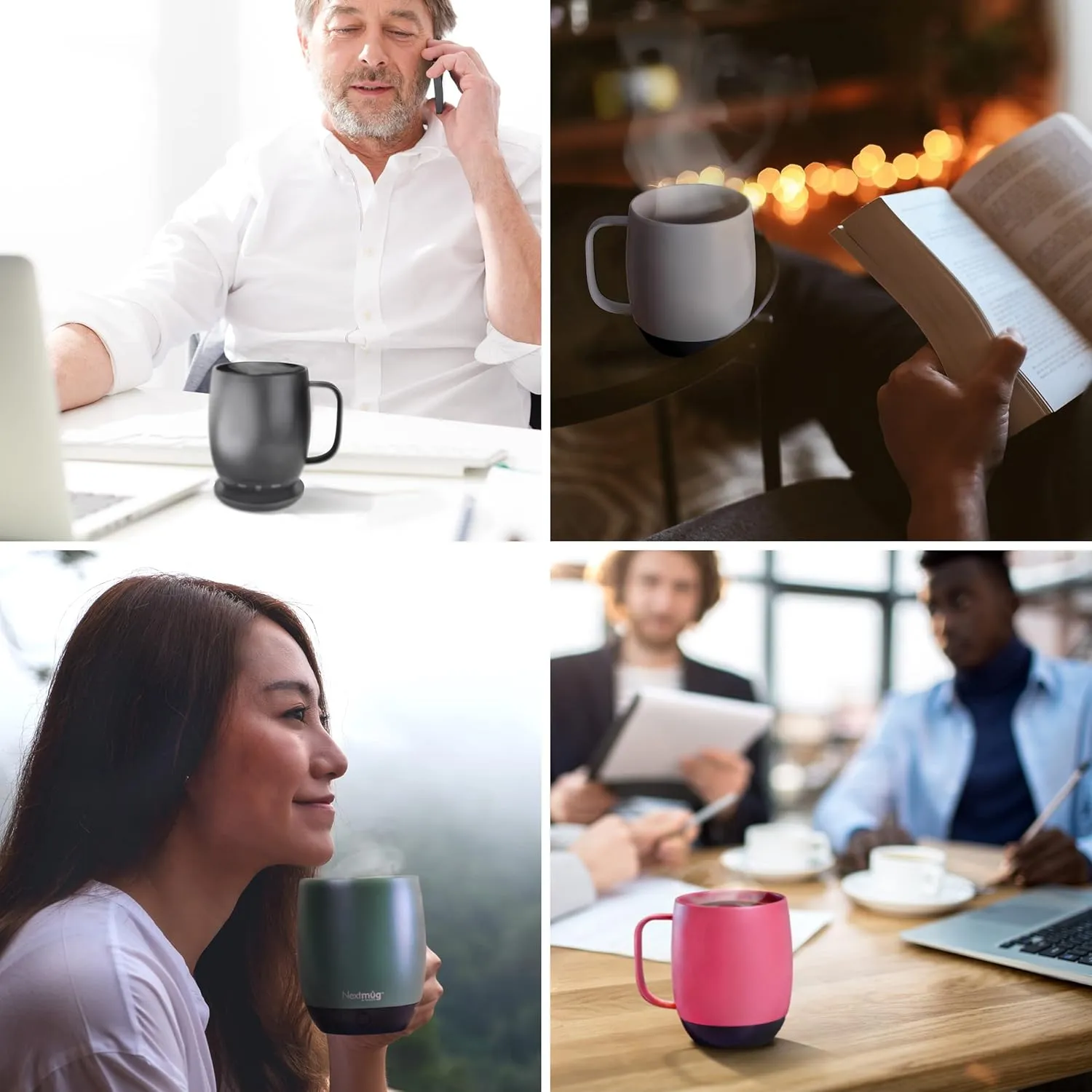 Nextmug - Temperature-Controlled, Self-Heating Coffee Mug (14 oz.) (Sage)