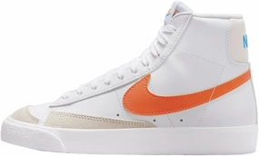 Nike Blazer Mid '77 Big Kids' Shoes (DA4086-116, White/Photo Blue/Phantom/Total Orange) Size 6.5