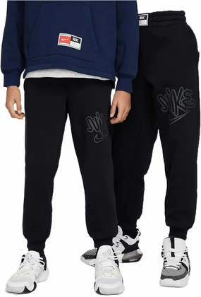 Nike Culture of Basketball Big Kids' Fleece Basketball Pants (HF8163-010, Black/Dark Smoke Grey) Size X-Small