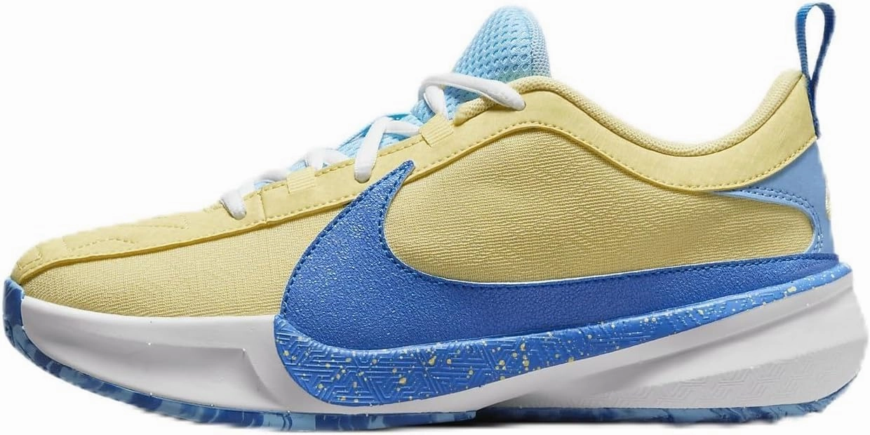 Nike Giannis Freak 5 Big Kids' Basketball Shoes (DZ4486-400, Photo Blue/Soft Yellow/White/Light Laser Orange) Size 5.5